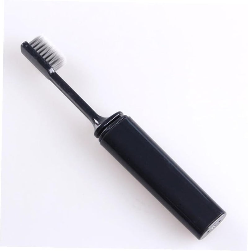 2pcs Portable Folding Travel Toothbrush with Charcoal Soft Bristles and Ergonomic Handle Grey Black - Image 2